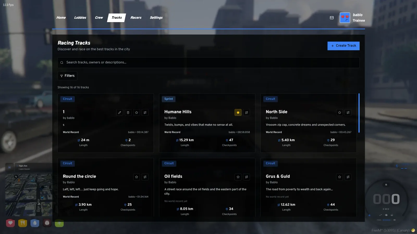 Bablo Racing System – FiveM Street Racing Script with Track Builder, Crews & ELO Leaderboards thumbnail 2
