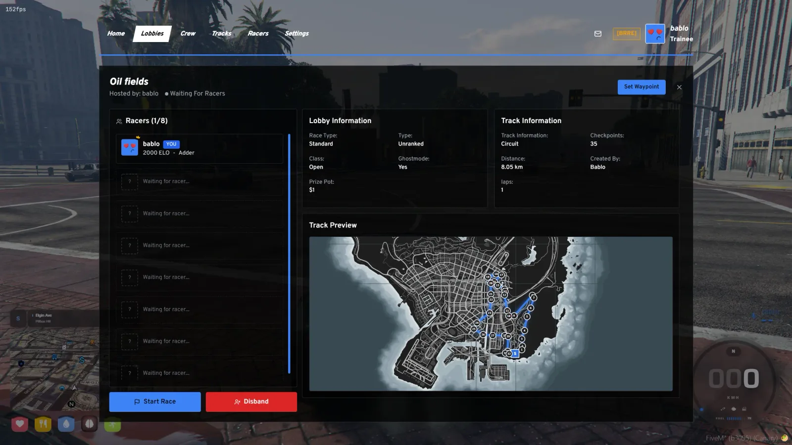 Bablo Racing System – FiveM Street Racing Script with Track Builder, Crews & ELO Leaderboards thumbnail 3