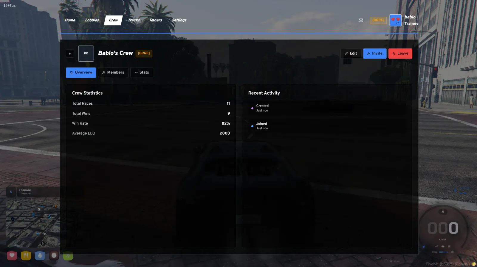 Bablo Racing System – FiveM Street Racing Script with Track Builder, Crews & ELO Leaderboards thumbnail 7